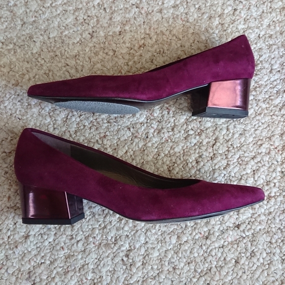 The STUART POWER BLOCK pump heels in rich burgundy size 6M - Picture 6 of 15
